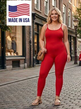 Women's Jumpsuit plus size Bodycon Spaghetti Straps Footless Cotton 3X